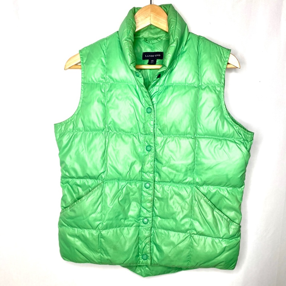 Lands’ end Down Vest puffer Green Size XS Green